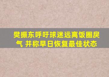 樊振东呼吁球迷远离饭圈戾气 并称早日恢复最佳状态